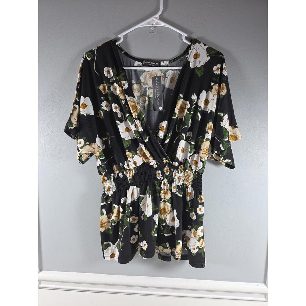 Anna Morgan Women's Blouse Black Floral XL NEW Work Casual Dressy